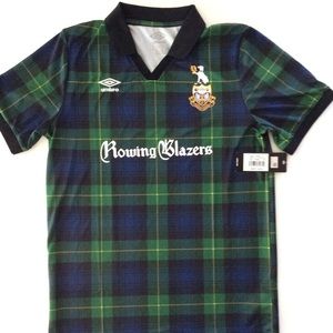 Rowing Blazers x Umbro Football Soccer Jersey Unisex Medium M Tartan Plaid NWT